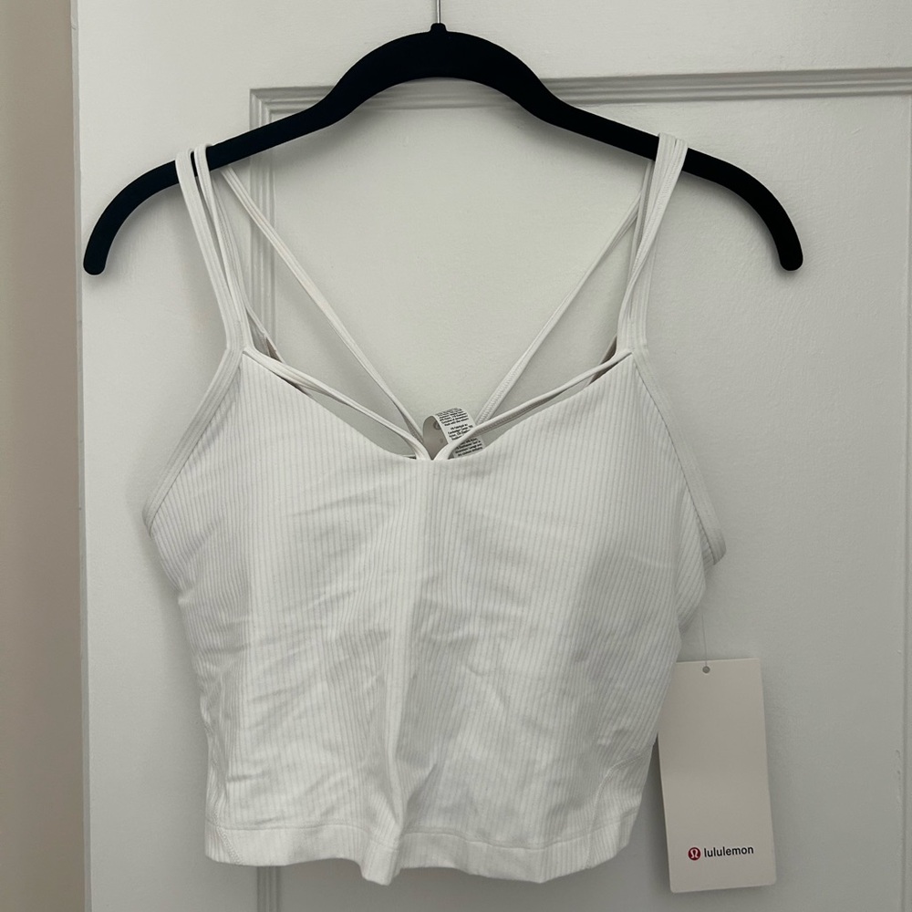 lululemon athletica Size 8 White Ribbed Double-Strap Cropped Camisole